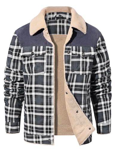 Image of Svanco Men's Lumberjack Checked Flannel Overshirt - Fleece Lined Padded Shirt Jacket Black