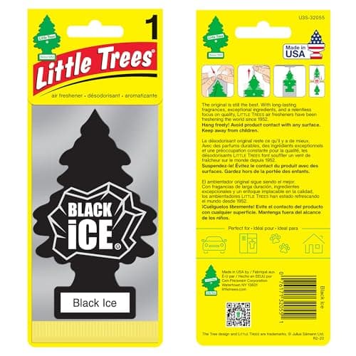Image of Little Trees Air Freshener Tree MTR0004 Black Ice Fragrance For Car Home Boat Caravan - Single Pack