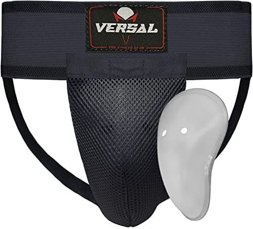 Image of VERSAL Boxing Groin Guard MMA Martial Arts Muay Thai Groin Cup Abdominal Protector Jockstrap Abdo Groin Support for Kickboxing Karate Bjj Cricket Hockey Adult/Youth Groin Box (L)