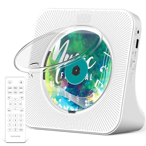 Image of Portable CD Player with Bluetooth 5.0, Greadio Desktop CD Players for Home, CD Music Player with Speakers, Remote Control, Dust Cover, FM Radio, LCD Display, AUX, USB, Headphone Jack
