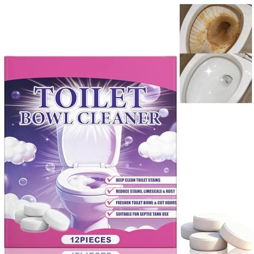 Image of 12Pcs Fizzclean Toilet Cleaner Tablets,Fizzclean Toilet Cleaning Foam,Touch Free Foaming Tablets,Foaming Powder Toilet Bowl Cleaner Removes Stains,Fo/aming Toilet Bowl Cleaner,Limescale Remover