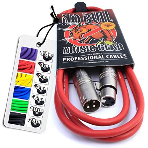 Image of No Bull Music Gear' Premium XLR Cable (Red, 2m): Achieve a Clearer Audio Signal with Balanced Male to Female Microphone Lead, plus Free Cable Tie