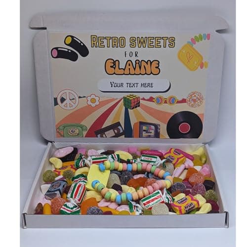 Image of Personalised Retro sweet box | retro sweet box | 1970s 1960s 1980s sweets | Retro sweets |Birthday gift him/her|
