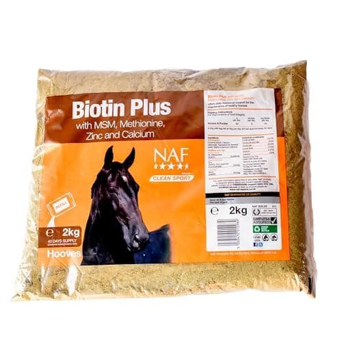 Image of NAF Biotin Plus Refill – High Strength Hoof Supplement for Horses – Supports Healthy Hoof Growth, Strong Horn Structure & Cracked Hooves – with MSM, Zinc, Methionine – 2kg Powder