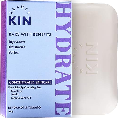 Image of Beauty Kin Hydrating Face & Body Wash Cleansing Bar for Dry Tight or Mature Skin w/Squalane & Jojoba Oil to Moisturise - Restore Suppleness - Improve Elasticity - Paraben Free Vegan Soap Bar