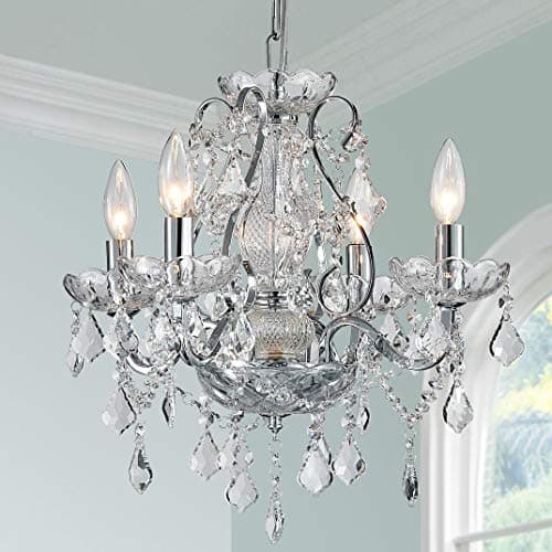Image of BESTIER Modern Chrome Pendant Chandelier Crystal Lighting Ceiling Light Fixture Lamp for Dining Room Bathroom Bedroom Livingroom 4 E14 Bulbs Required D51cm x H45cm