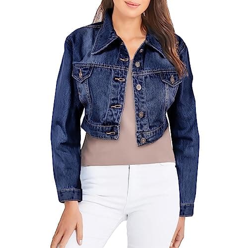 Image of A2Z Ladies Women Fashion Cropped Denim Jacket 100% - Crop Jacket JK58 Dark Blue 16