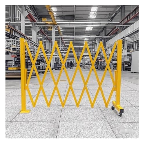 Image of MYUYEE Expandable Portable Security Barrier Gate With Wheels For Construction Traffic Control & Crowd Management - Folding Cordon Barrier(Yellow-1.8X1.1 M)