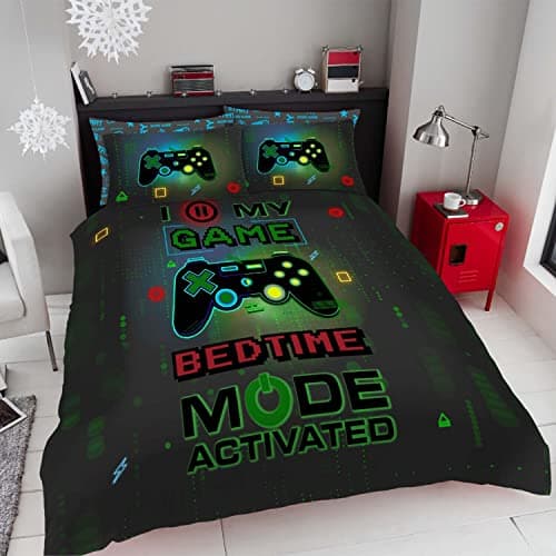 Image of GC GAVENO CAVAILIA Gaming Duvet Cover Single, Easy Care Printed Bedding Quilt Bed Set With Pillow Case, Gamer-multi