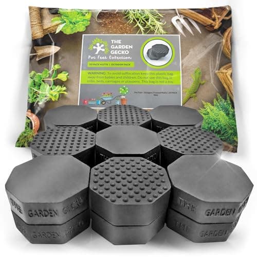 Image of The Garden Gecko Invisible Pot feet for outdoor plant pots and flowers solid rubber pot risers with enhanced non-slip surface grip | 20 PACK | OCTAGON | FROSTED MATTE