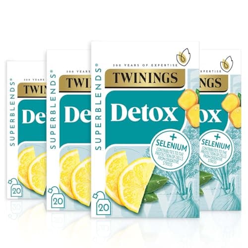 Image of Twinings Superblends Detox - Lemon, Ginger & Burdock Root Herbal Tea Infusion with Fennel & Selenium, 80 x Biodegradable Tea Bags