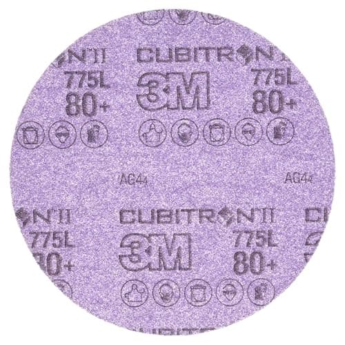 Image of 3M Cubitron II Hookit Film Disc 775L, 80+ 3MIL, 3 in x NH, Die 300V, 50/Carton