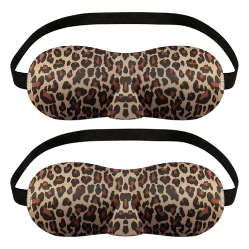 Image of MEISH 2pcs Leopard Print Eye Mask Soft Breathable Sleep Mask Animal Brown Sleep Mask Sleeping Blindfold Eye Cover for Outdoor Indoor