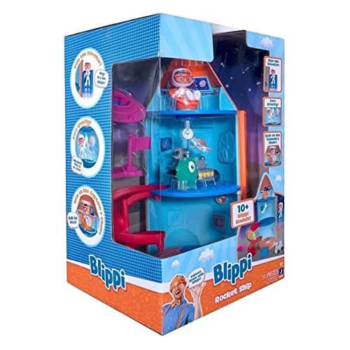Image of Blippi Rocket Ship Toy Playset, Includes 3-Inch Astronaut Figure, Alien Figure, Space Rover Vehicle, UFO Accessory Accessory, Space Toys for Children