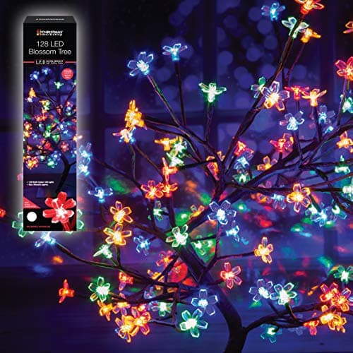 Image of The Christmas Workshop 76440 60cm Blossom Tree / 128 Multi-Coloured Lights/Energy Efficient LEDs/Mains Operated/Steady On Light Pattern