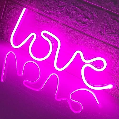 Image of Love Neon Sign-Neon Signs for Bedroom,USB or Battery Neon Light for Wall,led neon Light as Neon Wall Signs for Girls Love Light up Sign for Christmas Party Wedding Kids Room Living Room,Pink