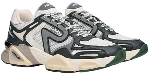 Image of REPLAY Men's Destiny M Forest Trainers, 3445 Forest Green White, 11 UK