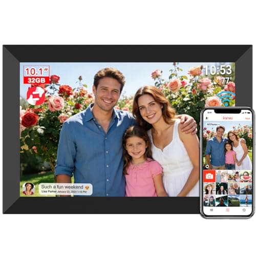 Image of FRAMEO WiFi 10" Digital Photo Frame 32GB Electronic Digital Picture Frame with 1280x800 IPS Touch Screen Auto-Rotate Share Photos/Videos Instantly via Frameo App, for Grandparents & Family