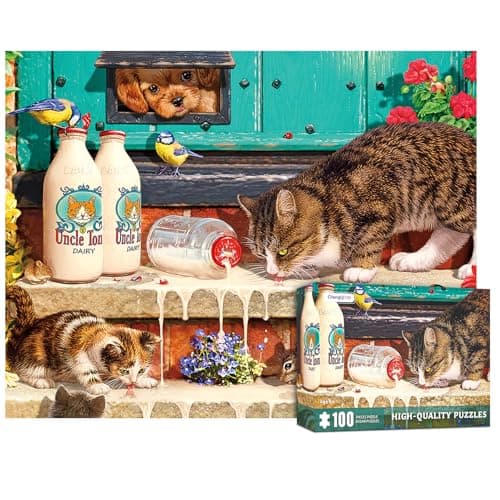 Image of 100 Piece Puzzles for Adults Cat Puzzle 100 Pieces Puzzles for Adults Cute Kitten Puzzle 100 Pieces for Teens Seniors