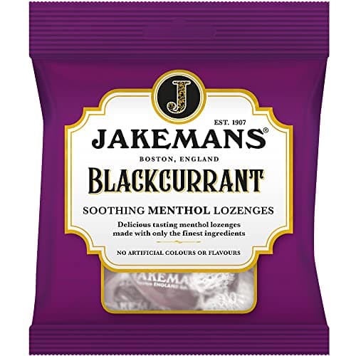 Image of Jakemans Blackcurrant 73g - Pack of 12 - Soothing Menthol Sweets - Suitable for Vegetarians