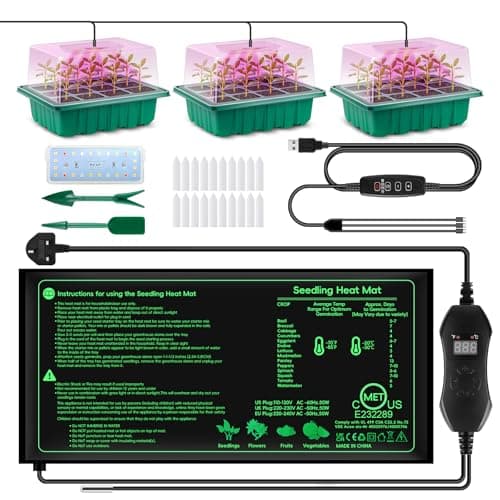 Image of Verdenu Seed Tray with Grow Lights, Heat Mat with Thermostat, 3 Pack 36-Cell Seedling Starter Kit with Humidity Dome, 3 Lighting Mode, Reusable Seed Germination Kit for Indoor Plant