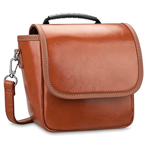 Image of FINTIE Carrying Case Compatible with Polaroid Originals OneStep+, Onestep 2 VF, Now+ I-Type, Now I-Type Instant Film Camera - Premium Vegan Leather Travel Bag w/Removable Strap & Pocket (Brown)