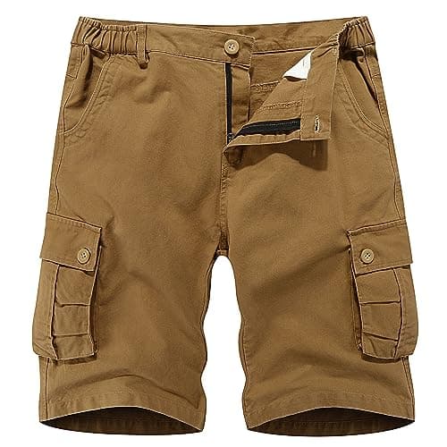 Image of APTRO Mens Cargo Shorts Combat Casual Cotton Shorts with Multi Pockets Workwear Brown CS05 32