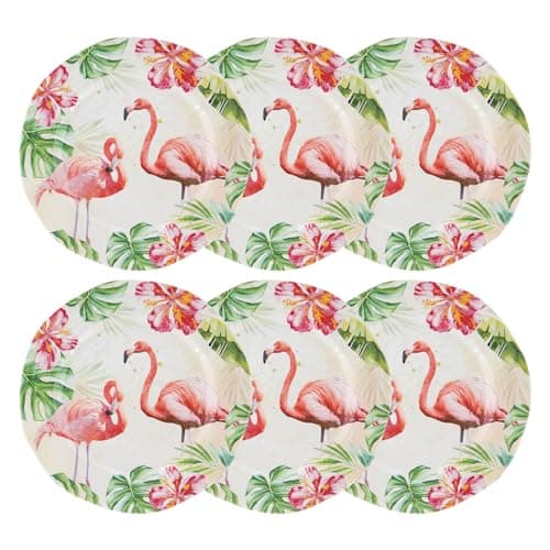 Image of UPware 6-Piece Flamingo 9 Inch Melamine Serving Plates/Salad Plates