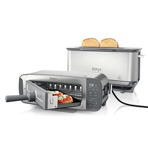 Image of Ninja Foodi 3-in-1 Toaster, Grill and Panini Press with Flip Design, 7 Cooking Functions, 7 Toast Shades, Includes Panini Press, Bake Tray and Crumb Tray, Stainless Steel, ST202UK