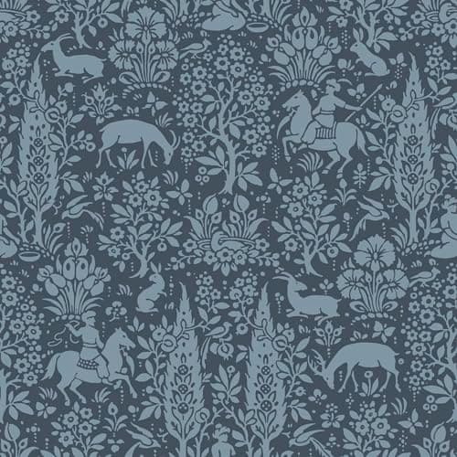Image of Crown Wallcoverings Woodland Wallpaper Dark Blue M1169 Full Roll
