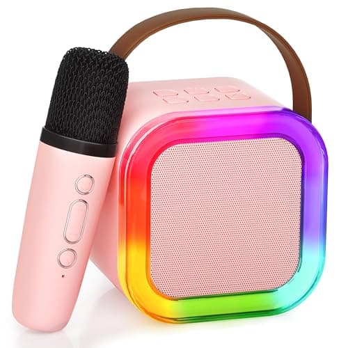 Image of Karaoke Machine for Kids Adults, Portable Bluetooth Speaker with Wireless Microphone, Gifts Toys Presents for Girls Ages 4, 5, 6, 7, 8, 9, 10, 12 +Year Old Birthday Home Party(Pink)