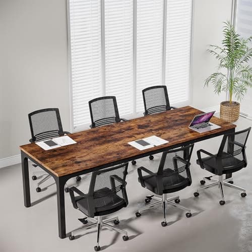 Image of Tribesigns 6.5 FT Conference Room Table, 78.74" W x 27.56" D Large Office Conference Table, Modern Seminar Meeting Table for Boardroom. (1, Rustic Brown)