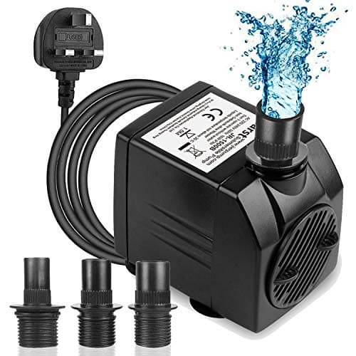 Image of BARST 1500L/H Submersible Water Pump, Ultra Quiet Aquarium Pump for Fountains, Pool, Fish Tank, Pond, Hydroponics, Statuary with 4 Srtong Suction Cups,3 Nozzles (30W, 5m Power Cord)