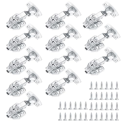 Image of 12pcs Kitchen Cabinet Soft Close Mute Full Overlay Hinges with Screws for Folding Wardrobe Cupboard Doors