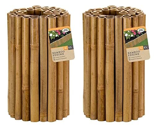 Image of Garden Mile Set of 2 Bamboo Log Roll Border Edging 30cm x 200cm Heavy Duty Wooden Garden Edging Border for Flower Beds Grass Yard Pathways Garden Edge Lawn Edge