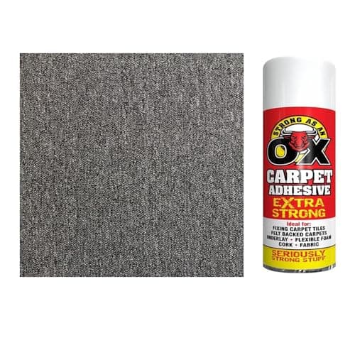 Image of 20 x Carpet Tiles Anthracite Grey 5 Square Metres Commercial Hard Wearing Heavy Duty Domestic Premium Office Home Flooring 50cm x 50cm 5m2 with Adhesive Spray Bundle