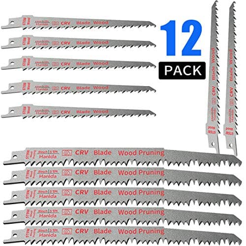 Image of Hanida Reciprocating Saw Blade Set 12 Pack, 9-Inch 5-Pack and 6-Inch 7-Pack Sabre Saw Blades CRV Pruning Saw Blades for Metal and Wood Cutting