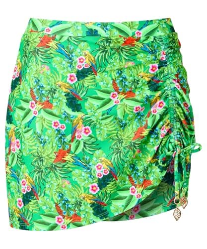Image of Joe Browns Women's Recycled Content Tropical Print Ruched Swim Skirt, Green, 12