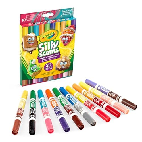 Image of CRAYOLA - Silly Scents Washable Double Tip Maxi Scented Markers Pack of 10-20 Colours and 20 Different Fragrances for School and Leisure - from 3 years, 58-8344