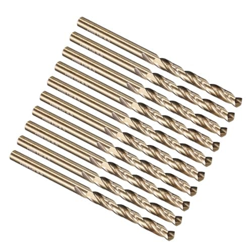 Image of PATIKIL 4.5mm Drill Bit, M35 Cobalt 5% High-Speed Steel Jobber Straight Shank 135° Gold Finish for Stainless Steel Hard Metal - 10 Pack