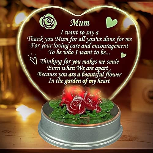 Image of Safri LED Light Heart Shape Mum Gift Mummy Mom Anniversary Birthday Xmas Christmas Mothers Day Present from Son & Daughter (Mum)