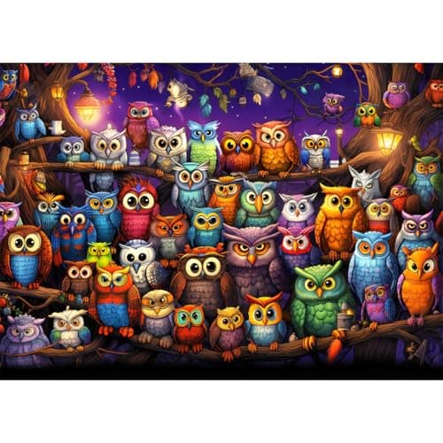 Image of HUADADA Jigsaw Puzzles for Adults 1000, Puzzles for Adults, Challenging Puzzles, Puzzle Game for The Whole for Women, Gifts for Men, Theme:Owl Family