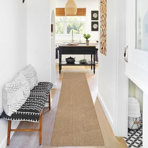 Image of USTIDE Sisal and Jute Chunky Textured Nonslip Washable Rug,Indoor Outdoor Runner,60x200cm