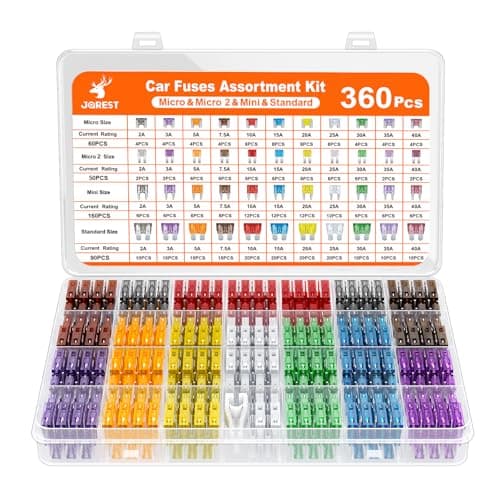 Image of JOREST 360Pcs Car Fuse Assortment Kit, 160 Mini Blade Fuses Automotive + 90 Standard Auto Fuses + 50 Micro Fuse + 60 Micro2 – for RV/Truck/Motorcycle(2A 3A 5A 7.5A 10A 15A 20A 25A 30A 35A 40A)