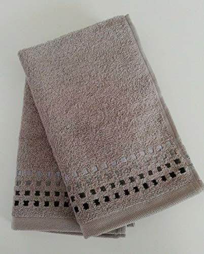 Image of Sue Rossi Ltd 100% Portuguese Cotton Guest Towels Hand Kitchen Towel Face Cloth 30 x 50 cm Pack Of 2 (Dark Silver - Steel Grey)
