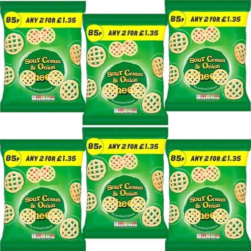 Image of Snack Variety Pack – PMP – Sour Cream & Onion Wheels, Sea Salted Hand Cooked Crisps, Sweet Assorted Savoury Snack Multipack - jka (6 x Pack, Sour Cream & Onion Wheels 55g)
