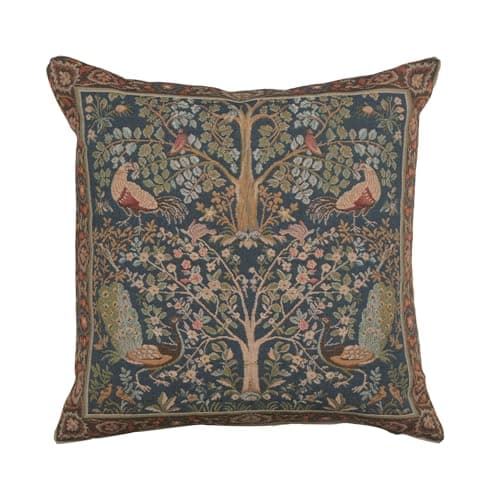Image of Tree In Blue French Cushion/Size - H 19 x W 19