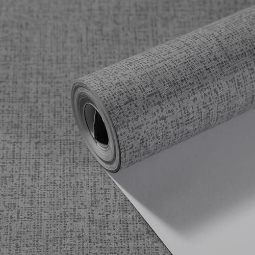Image of Baketron Mix Plain Thick Linen Textured Dark Grey and Black Wallpaper Free No Match Striped Boys Wallpaper for Bedroom Adults Living Room Lounge Hallway and Stairs