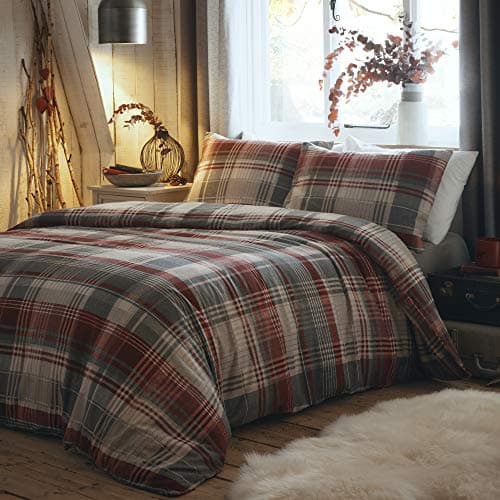 Image of Dreams & Drapes Connolly-100% Brushed Duvet Cover Set, Cotton, Red, Single