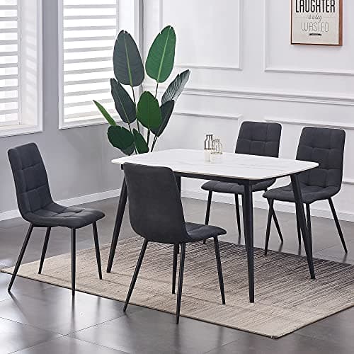 Image of mcc direct Set of 4 Faux Matte Suede Leather Dining Chairs With metal Legs home& restaurants henri [Black*Grey *Light Grey* Pink] (BLACK)